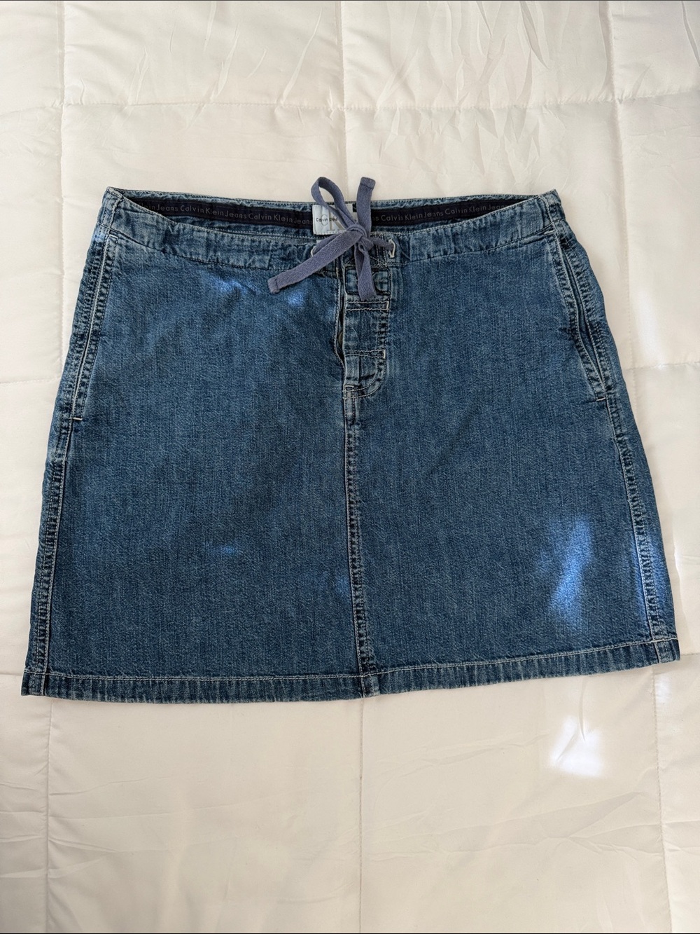 Calvin Klein Indigo Denim Tie-Waist Mini Skirt